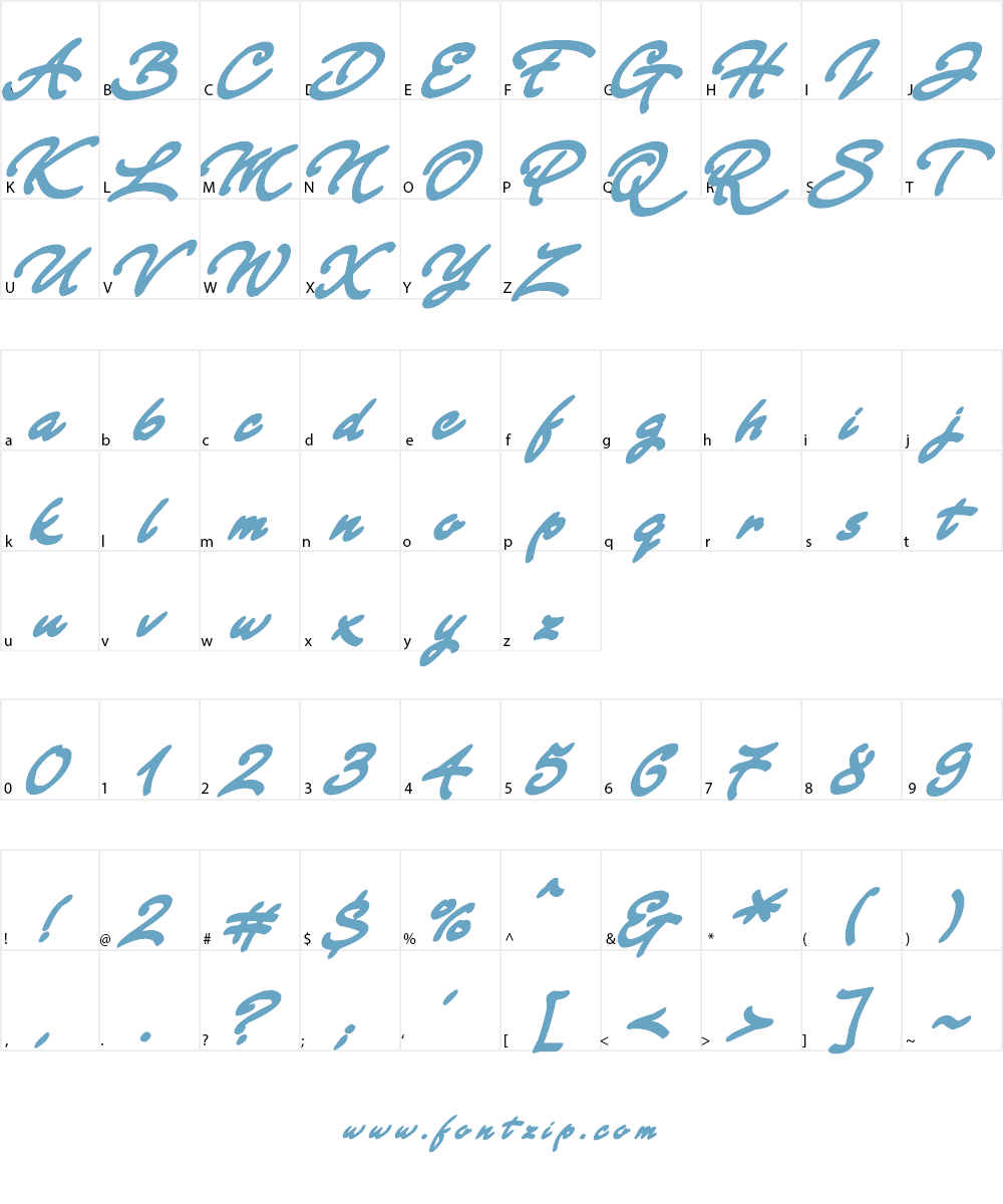Strong Smooth Script Font Character